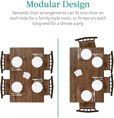 Best Choice Products 5-Piece Metal and Wood Indoor Modern Rectangular Dining Table Furniture Set for Kitchen, Dining Room, Dinette, Breakfast Nook w/ 4 Chairs - Drift Brown - Image 6