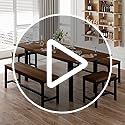 Feonase 5-Piece Dining Table Set for 4-8 People, 63" Large Extendable Kitchen Table Set with 2 Benches and 2 Square Stools, Dining Room Table with MDF Wood Board, Easy Assembly, Black - Image 8